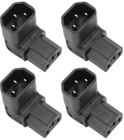 ciciglow 4 Stück C14 auf C13 Adapter 90 Grad, 2500 W, 2,5 A auf 10 A/250 V, PVC-Kupfer-IEC-Netzteil für USV-PDU, Computer und Andere Peripheriegeräte