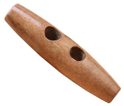 Knebelknöpfe aus Naturholz – Holzhorn, 2 Löcher, Ersatzknöpfe – Olivenform, Holzknebel, Nähschnalle, Basteln, DIY-Kleidungszubehör, braun-hell, 40 mm, 30 Stück