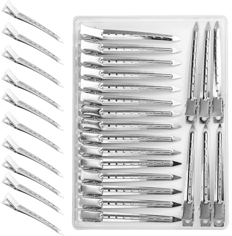 30 Stück Silberne Haarspangen, 9cm EnteBill Haarspangen Haarklemmen Friseur Metall für Mädchen Damen