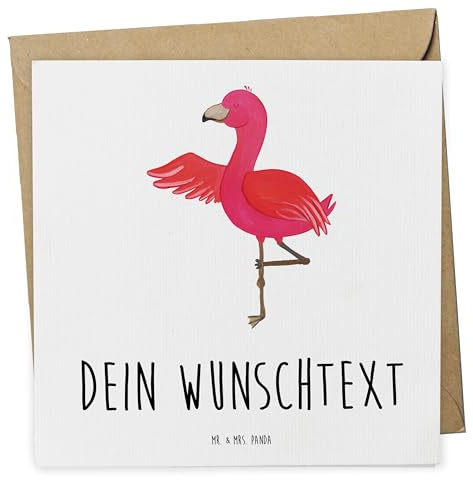 Mr. & Mrs. Panda karte personalisiert Flamingo Yoga - Personalisierte Geschenke, Vogel, Aufgeregt, Postkarte, Yogi, Achtsamkeit, Karten, Grußkarten