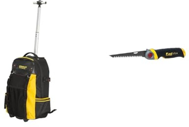 Stanley - FatMax Sac à Dos Porte-Outils à Roulettes - Nylon Ultra Résistant 600 Deniers - Multipoches & Scie pour Usage Général - Découpe du Plâtre - 8 Dents/Pouce - Denture Triple Biseaux