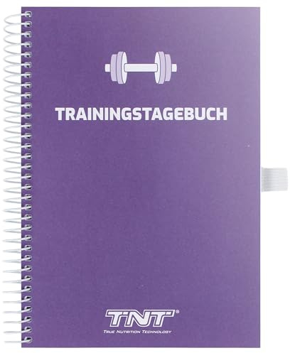 TNT Trainingstagebuch DIN A5-132 Seiten - Für Fitness & Cardio - Lila | Fitness Notizbuch - Spiralbindung & Stiftehalter - Plastik-Cover gegen Schweiß & Feuchtigkeit - Für 120 Trainingseinheiten