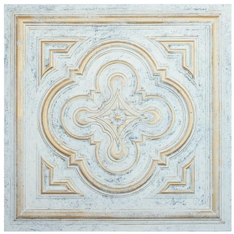 DIY Metallic Ceiling Tile, Vintage Wall Panels, for Groggery PL36 10tiles/lot (Aged White Gold)