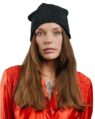 TODO 50% Kaschmir Beanie Damen, Merino Slouchy Beanie Mütze Merino für Frauen - Wintermütze Kaschmir-Wolle Mütze