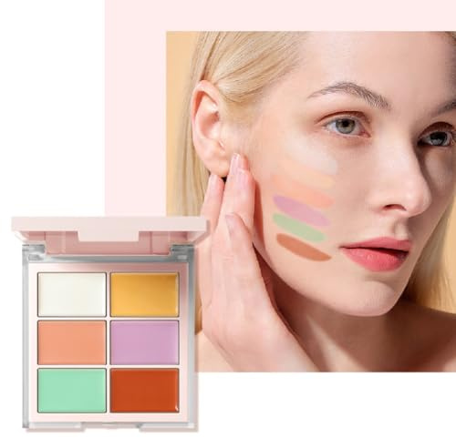 6-in-1 Colour Correction Concealer Palette, Creamy Concealer for Dark Circles and Blemishes, Mixed Complexion (01, 6-color concealer)