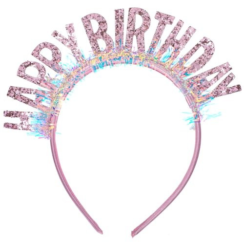 Cerchietto Happy Birthday Corona di Compleanno da Donna, Corona Glizer Principessa Copricapo Accessorio per Feste Decorazione