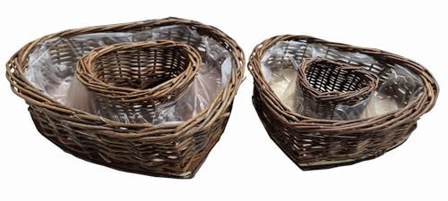 Decpero Pflanzherz aus Naturweide I 2er Set I 30 + 38 cm I Weidenherz