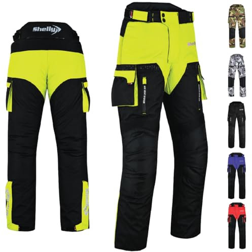 Shelly Pantalones de motocicleta para hombre con tela textil Cordura resistente al agua para carreras de motocicletas, equitación y protección contra impactos, Fluorescente., 40 W