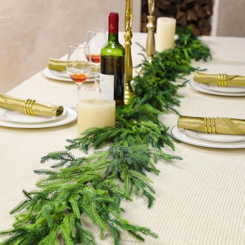 Odot Weihnachtsdeko Grün Kiefernnadel, Künstliche Tannengirlande Weihnachtsgirlande Girlande Weihnachten, Weihnachten Rattan Kamin Treppe Balkon Dekoration Innen Outdoor (Grün 210cm)