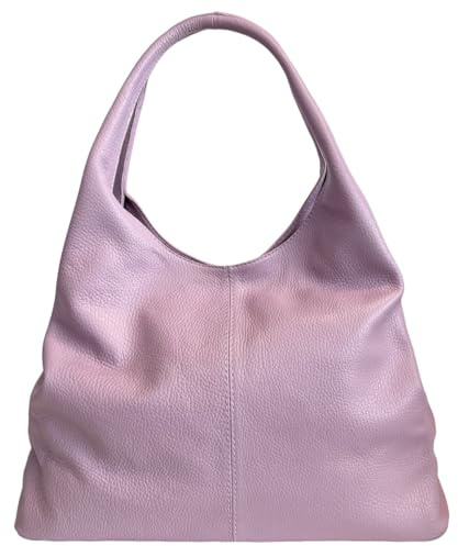 Modarno Damen Ledertasche | Schwarz | Schultertasche | Echtleder | Made in Italy | Modell Samona, Lila