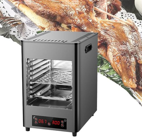 Parrilla para carne gourmet de 1700 W y 800 ℃: calidad de asador, tiempo y temperatura controlables, asador eléctrico para carne de interior, horno tostador de acero inoxidable con asador, bandeja y