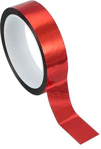 PATIKIL Cinta Película Poliéster Metalizada 25mm x 50 Metros, Cinta Decorativa Metálica Roja Brillante Cinta Adhesiva Espejo Para Detalles Pared Acento Artes Gráficas Molduras | Decorativa Metálica Roja Brillante, Adhesiva Espejo, Para Detalles Pared Acento Artes Gráficas Molduras