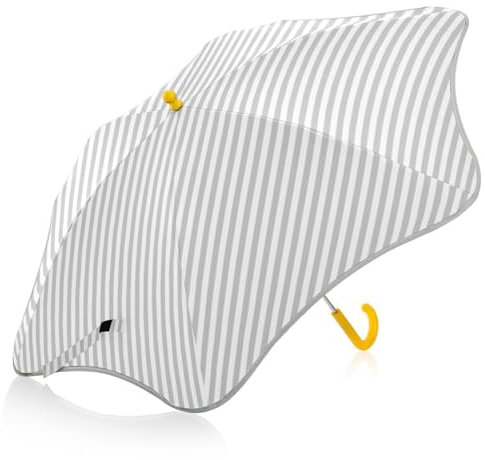 linqin Kinder-Regenschirm, UV-beständig, Reiseschirm mit reflektierenden Streifen, Sicherheitsschirm, knicksicher, für Kinder, Jungen und Mädchen, gestreift, Grau / Weiß