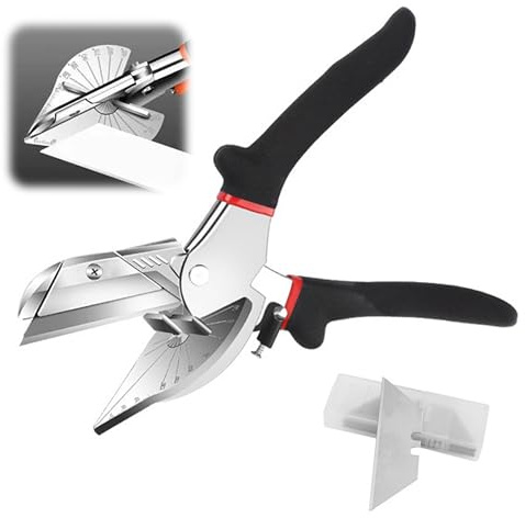 Forbici angolari con 2 lame di ricambio, forbici angolari per condotti cavi, precise, multi-angolo regolabili da 45 a 135 per tagliare legno, plastica, PVC