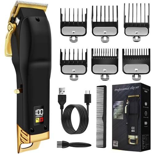 Haarschneidemaschine Set Profi, Bartschneider Herren, Haartrimmer, Kabelloses clipper Haarschneider mit 6 Führungskämmen, Haarschnitt-Pflegeset, Män Geschenke