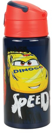 OM SUPPLIES Borraccia sportiva riutilizzabile in alluminio con personaggi di Cars da 500 ml, per vacanze, rientro a scuola, per bambini, pranzo (auto)