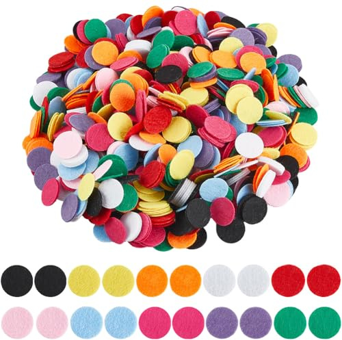 SUNNYCLUE 20mm 1000 Stück Mini Bunte Filzformen Bastelfilz Vorgeschnitten Nicht Gewebt Weich Flach Rund Scheibe Universell Einsetzbar Handarbeit Kleine Pads Für Heimwerker Basteln Haarspange