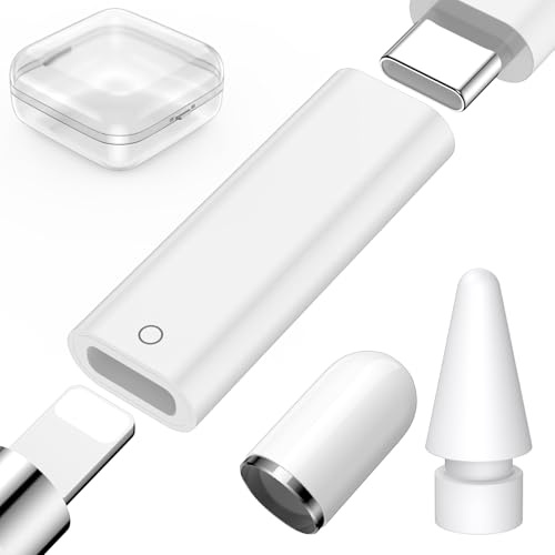 Lot de 3 adaptateurs USB-C vers stylet pour Apple Pencil 1ère génération 10e génération 11e A16 Bluetooth appairage chargeur connecteur, embouts de rechange iPencil et capuchon USB de type C mâle pour