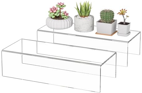 Sezanrpt Acryl-Regal-Erhöhung, rechteckig, für Funko-Pop-Figuren, Taschen, 30,5 x 12,9 x 7,6 cm, 2 Stück, 30,5 x 11,9 x 7,6 cm