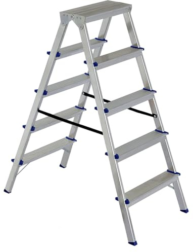 Fortena Haushaltsleiter Doppelleiter 2x5 Stufen Aluminium 150 kg Belastung