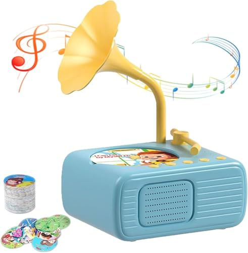 Grammofono per bambini, nuovo grammofono interattivo con musica e storie del 2025, giocattolo educativo musicale interattivo, lettore audiolibro, per bambini e bambine