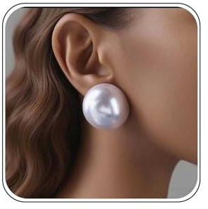 Cybche Boho Große Perlen Ohrstecker Große Weiße Perlen Ohrringe Runde Perle Braut Ohrring Halbe Perle Ohrstecker Halbe Kuppel Minimalistische Hochzeit Prom Schmuck Für Frauen