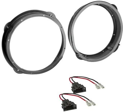 sound-way Adaptadores Altavoces 20 cm (200 mm) para Audi A3 8V, A6 C7, Q5, R8 y Seat León – Anillos Soporte Altavoz Puerta Delantera – Kit Instalación Plug & Play – Plástico Resistente