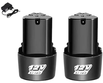 12V 2000mAh Rechargeable Lithium-ion Battery with Charger, Compatible with Electric Screwdrivers/Drills/mini Angle Grinders(2pcsCharger)