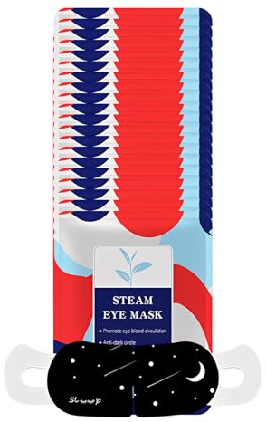 hommova 24 Pack Steam Eye Masks, Self-heating Warm Eye Mask for Sleep, Disposable Moist Hot Compress for Dry Eyes, Puffy Eyes, Dark Circles & Stress Relief