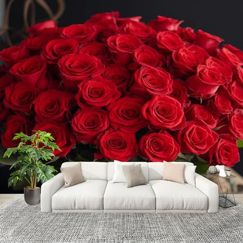 Wohnzimmer Aesthetic Room Decor Fototapete RomantikRosenBlumen Stereo Tapete Vertikal Wandbild Poster Mustertapete Rot Atmungsaktiv Geruchlos Wandaufkleber 200x140 cm