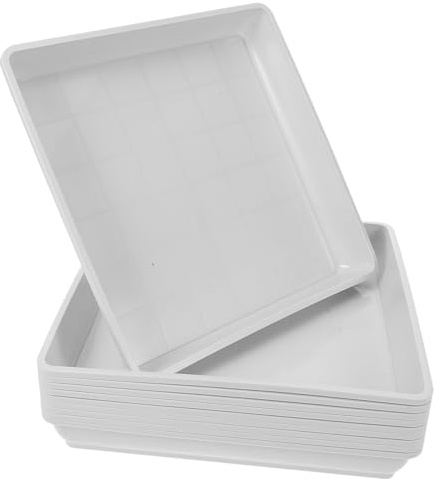 POPETPOP Lot de 10 Soucoupes Carrées en Plastique Blanc pour Pots de Fleurs 225 CM Bac de Drainage Anti-Fuite pour Plantes D’Intérieur ’Extérieur Support Stable pour Jardin Balcon et