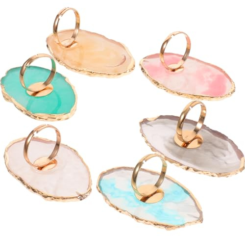 DECORNIJIA 6pièces Palette Annulaire pour Nail Art Plateau de Mélange pour Vernis à Ongles Palettes Résine pour Création de Couleurs Outils de Manucure Simples et Pratiques