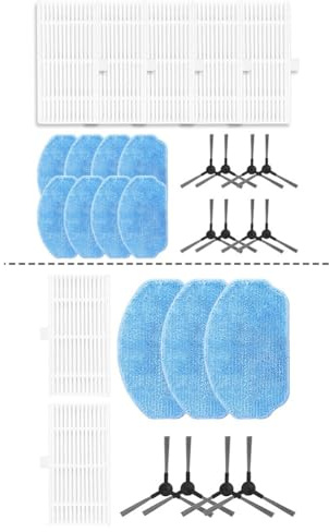 Vibsky Kit de almohadillas para fregona con filtro HEPA para robot aspirador Conga M10, BR151, 2 filtros + 3 paños de fregona + 4 cepillos laterales