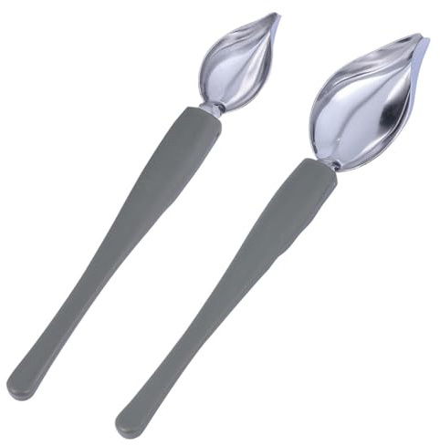 Veemoon 2 Piezas Cuchara para Salsa de Acero Inoxidable, Herramienta para Dibujo y Decoración de Platos, Utensilio Ligero y Portátil para Cocina y Repostería