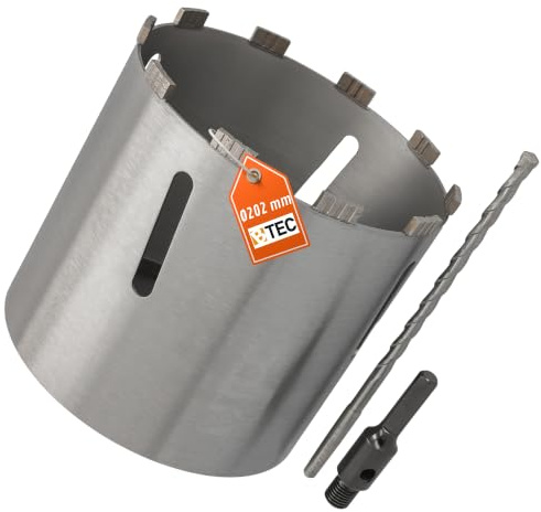 Diamant Bohrkrone Sechskant-Aufnahme und Zentrierbohrer Nutzlänge 180 mm Ø 202 mm Betonbohrkrone Kernbohrer
