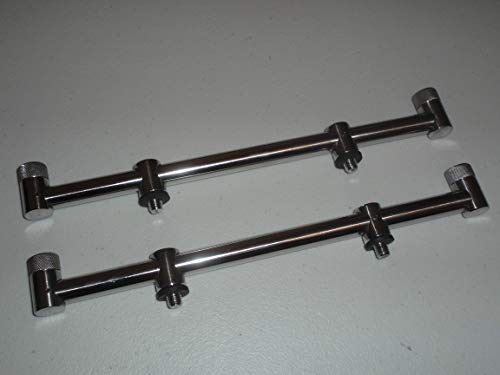 TMC 2 x 2 Stangen Edelstahl Buzz Bar 31 cm. Massive, grobe Standardgarne. Buzz Barren für Karpfenangeln