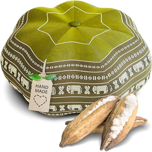 livasia Meditationskissen Stern groß - Ø 40x20cm - Yogakissen mit Kapok, Pouf, Bodenkissen sternförmig Yoga Zen Meditation, Zafukissen Garten Balkon, Sitzkissen handgefertigt