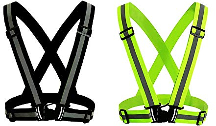 2 st reflekterande väst justerbar reflekterande löparutrustning säkerhetsväst midjebälte ränder jacka hög synlighet för utomhusjoggning, cykling, promenader, säkerhetsarbete, motorcykel ridning och