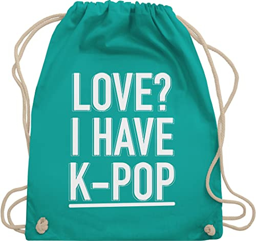 Turnbeutel Rucksack - Festival & Konzert - Love? I have K-Pop - Unisize - Türkis - k+pop+geschenke festivalbeutel festivals kpop beutel tasche für festival-bag konzerte k pop beutelrucksäcke