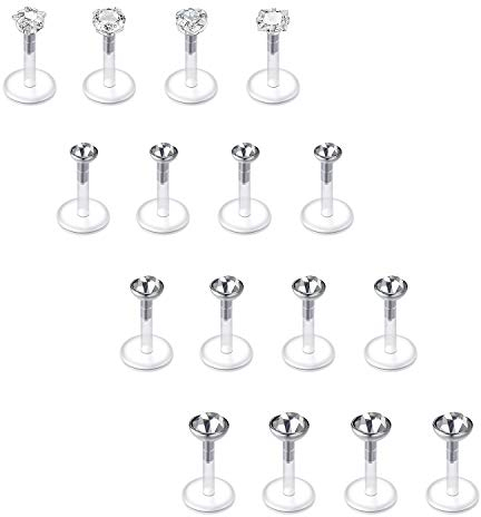 Briana Williams Lippenpiercing Bioflex Labert Stecker Transparent 16G Retainers 6/8/10mm Stab Medusa Piercing CZ Opal