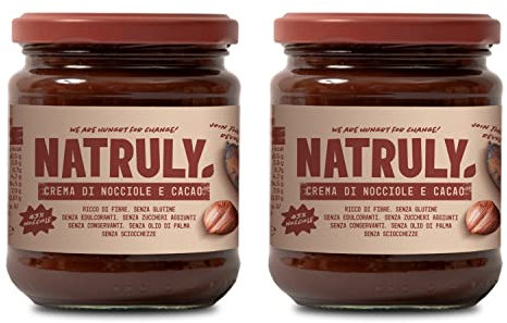 NATRULY Crema de Avellanas y Cacao Sin Azúcar y Sin Edulcorantes, con Fibra de Achicoria, 43% Avellana (Pack 2 * 285g)