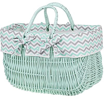 e-wicker24 Panier, Sac,Cabas, Basket, Corbeille en Osier (Menthe avec Doublure_2)