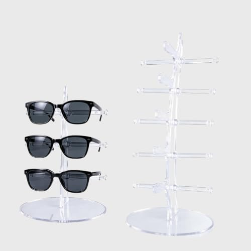 Foree 2 stycken glasögonstativ, solglasögon stativ, plast glasögonhållare, lämpliga för att presentera solglasögon och även för förvaring av glasögon (transparent)