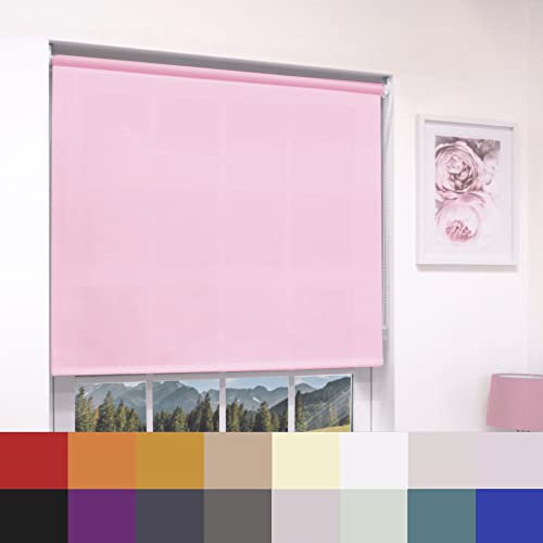 Pink Plain Dim Out Fabric Roller Blind Made To Measure All Fitting Included Easy Fit Child Safe Maximum size of 60cm Width x 160cm Drop