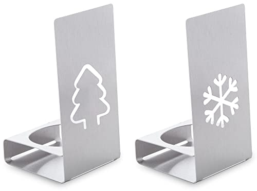 ANTEVIA - Lot de 2 bougeoir pour Bougie Chauffe Plat en Acier avec Motif noël | Plus DE 10 MODÈLES | Supports Bougies Décoration | Motif: Flocon Sapin (Tylldalen)