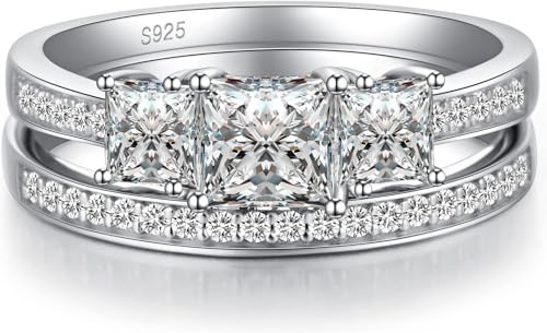 jiamiaoi Bague Pour Femme En Argent 925 Plaqué Or Blanc 18 Carats Bague De FiançAilles Femme Fiançailles Mariage Alliance Anniversaire Promise
