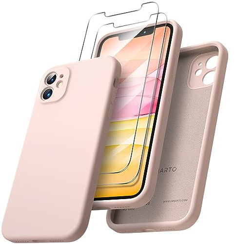 ORNARTO for iPhone 11 Case with 2 Screen Protectors, Pale Rosette