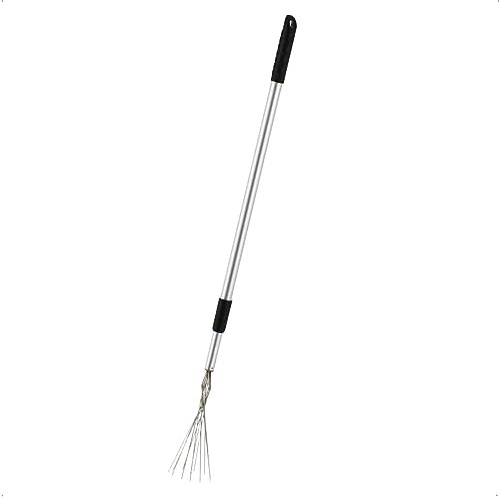 Rekord - Laubstecher mit Teleskopstiel Papierstecher & Laubsammler aus Alu | Verstellbare Länge 77-121 cm, 12 Spitzen, leichtes Aluminium, rückenschonende Greifhilfe für Müll, Laub & Blätter