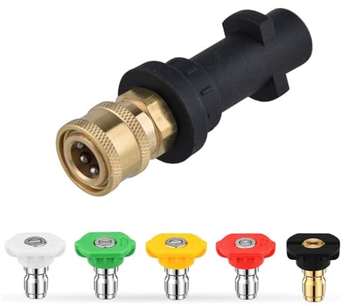 HuYiGGZ Pressure Washer Adapter & Nozzles Connector Fitting Compatible with Karcher/Kärcher K Series K2, K3, K4, K5, K6, K7 High Pressure Washer (Pressure Washer Nozzles&Adapter)