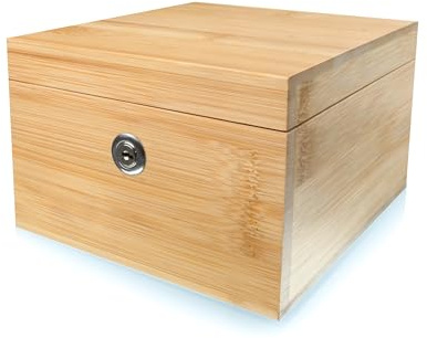 surebox Small Lockable Box - Bamboo - Lock & Key - Secure Home Storage